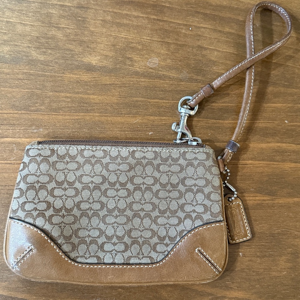 Vintage Coach Signature Brown Monogram Wristlet